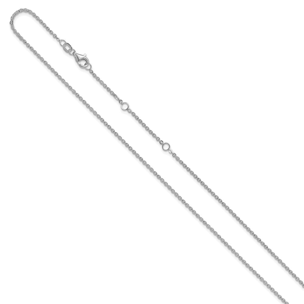 14K White Gold 1.7mm Flat Cable 1in+1in Adjustable Chain