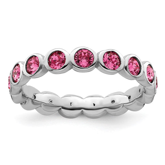Sterling Silver Stackable Expressions October Crystal Ring Size -6