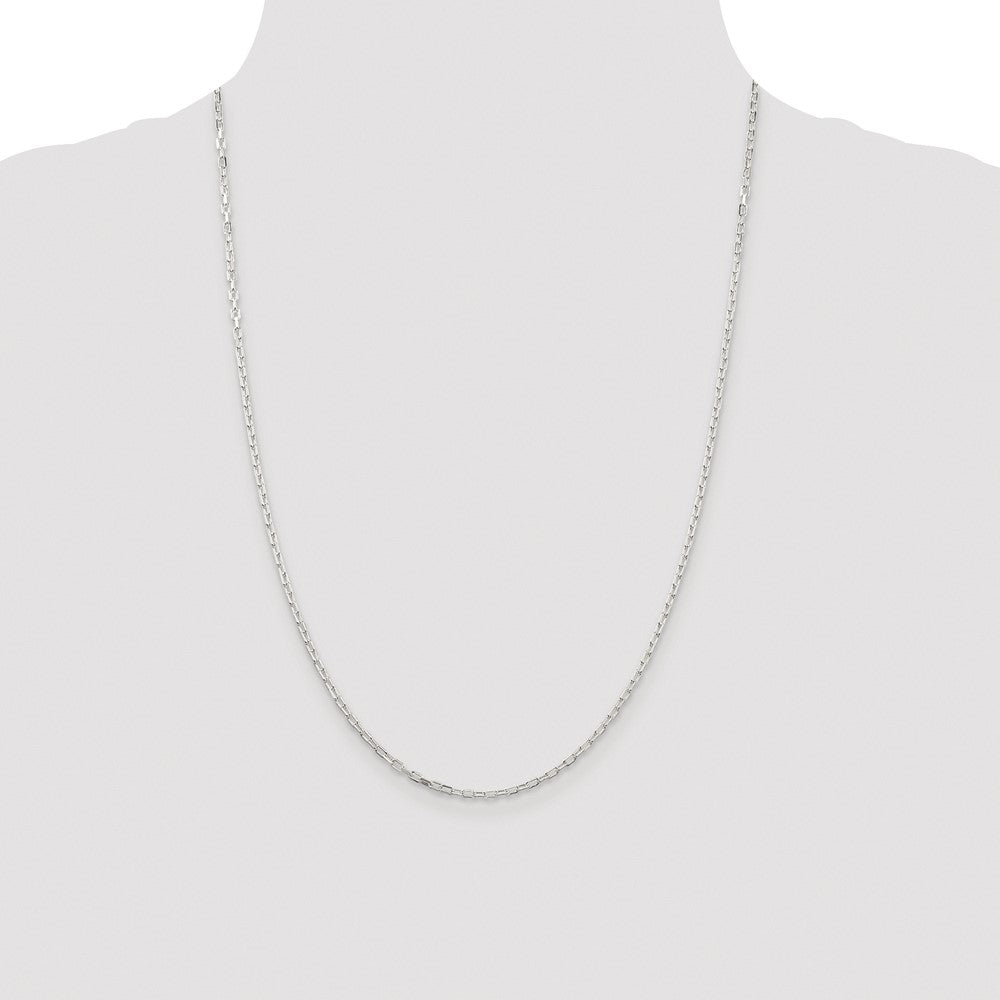 Sterling Silver Rhodium-plated 2.2mm Diamond-cut Long Link Cable Chain