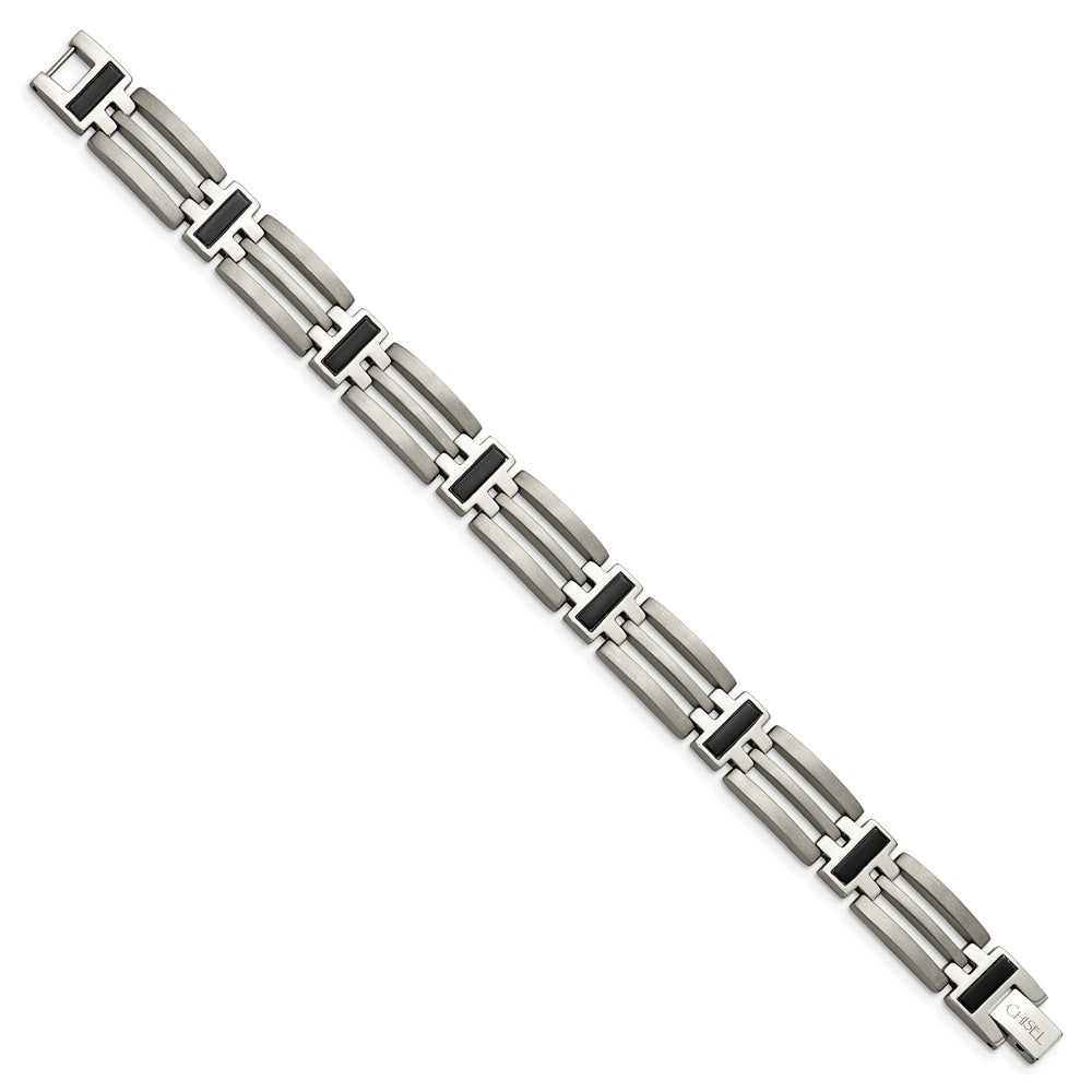 Titanium Brushed and Polished Black IP-plated 8.5in Bracelet 8.5 inches
