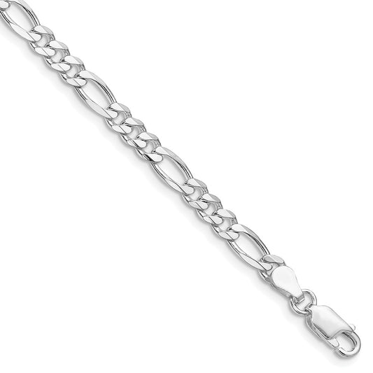 Sterling Silver Rhodium-plated 4.5mm Figaro Chain 9 inches