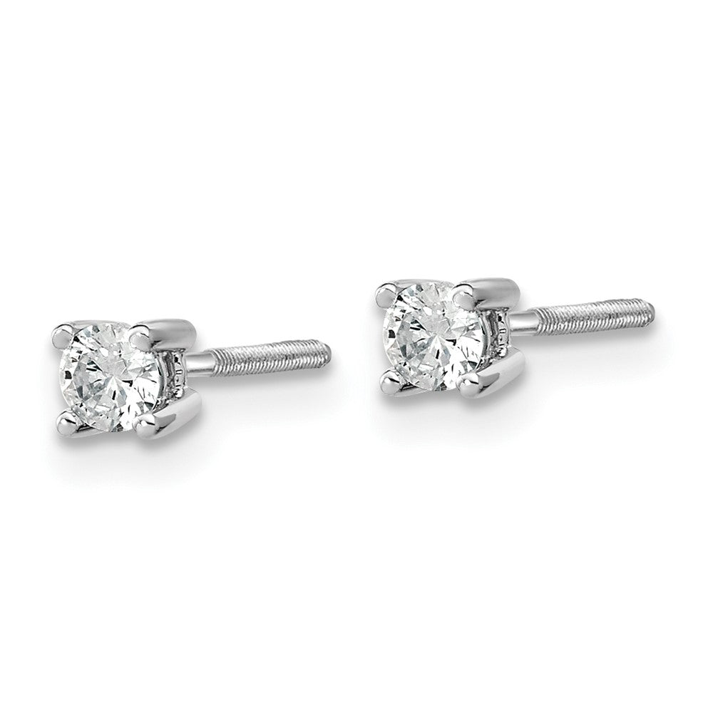 14k White Gold 1/5 ctw Lab Grown Diamond VS+ F+ Round 4 Prong Heavy Wt. Screwback Stud Earrings
