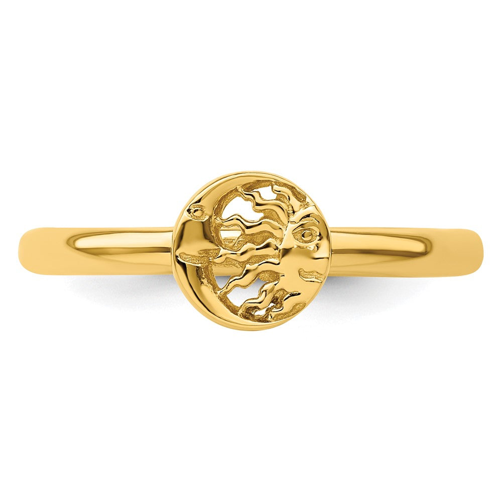 Sterling Silver Stackable Expressions Yellow-plated Sun/Moon Ring Size -5