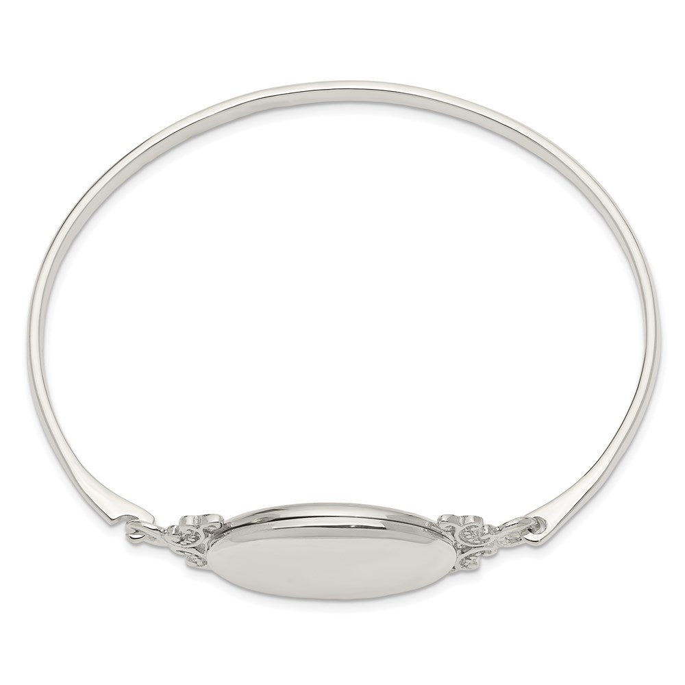 Sterling Silver 26mm Oval Locket Bangle 7 inches