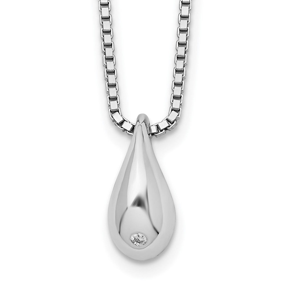 White Ice Sterling Silver Rhodium-plated 18 Inch Diamond Teardrop Necklace with 2 Inch Extender 18 Inches