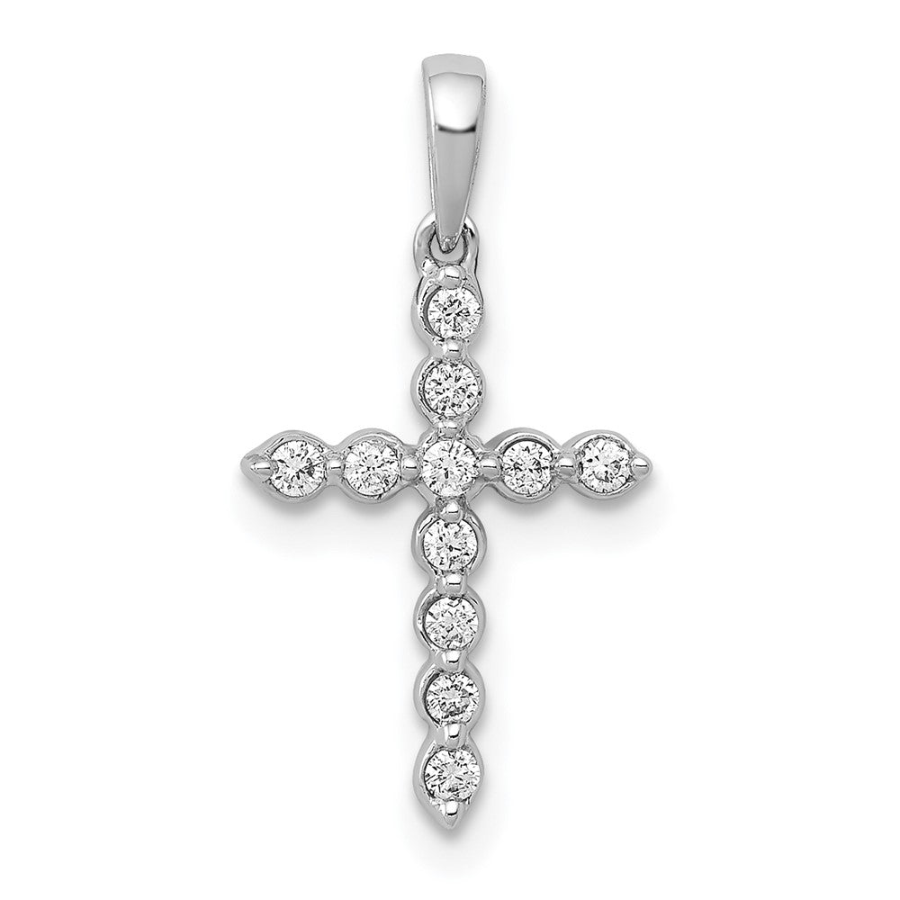 14k White Gold 1/10 carat Lab Grown Diamond VS/SI+ G+ Cross Pendant