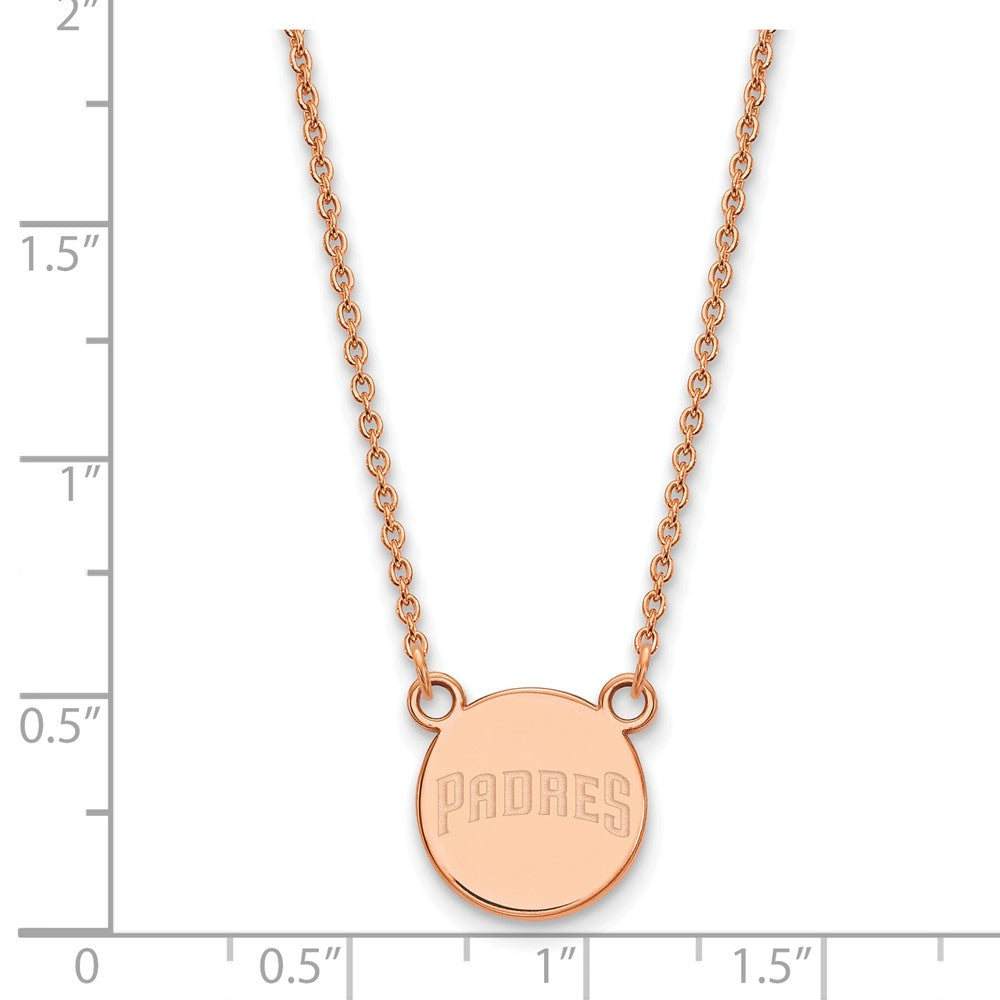 Sterling Silver Rose Gold-plated MLB LogoArt San Diego Padres Small Disc Pe