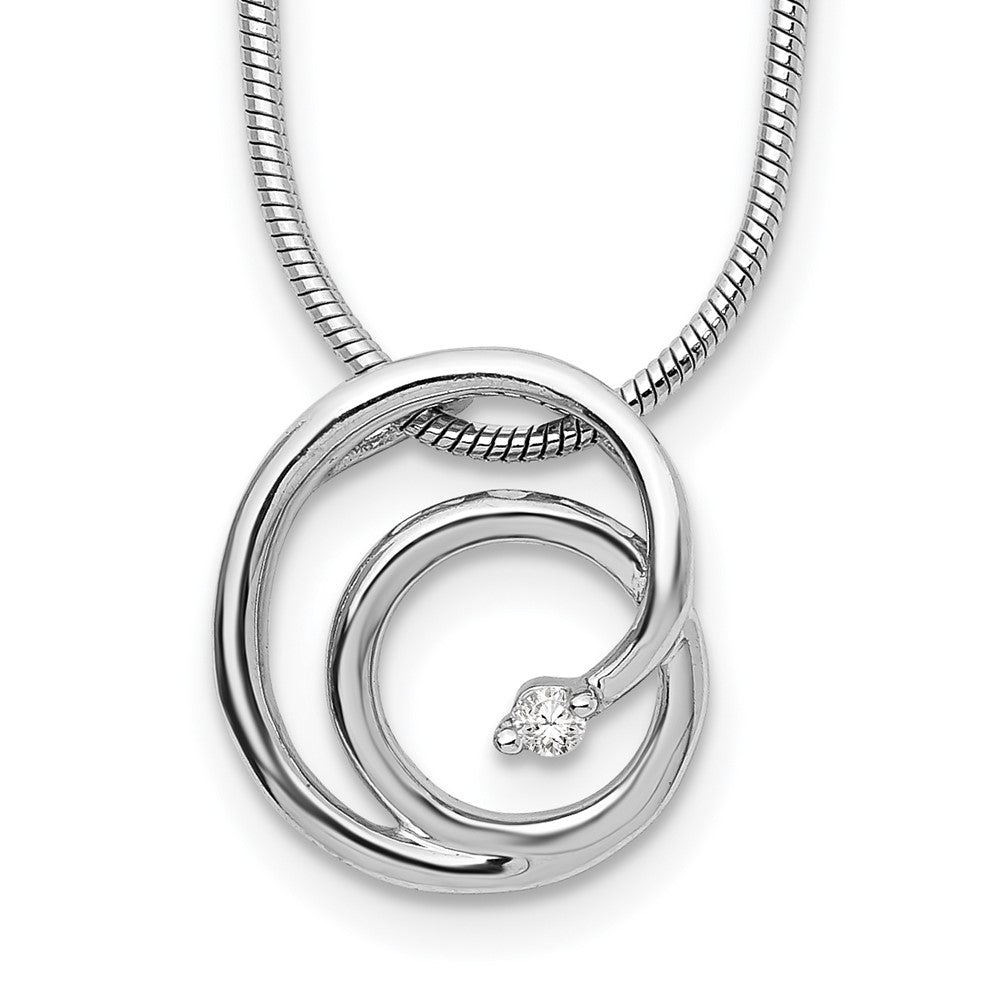 White Ice Sterling Silver Rhodium-plated 18 Inch Diamond Swirl Necklace with 2 Inch Extender 18 Inches