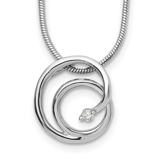 White Ice Sterling Silver Rhodium-plated 18 Inch Diamond Swirl Necklace with 2 Inch Extender 18 Inches