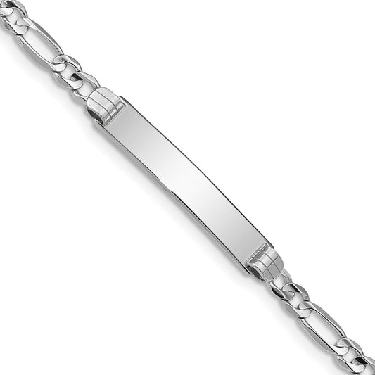 14k WG Figaro Link ID Bracelet 7  inches