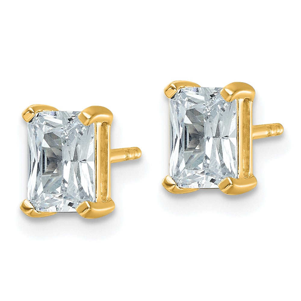 14K Gold 2 Carat Lab Grown Diamond VS+ F+ Radiant 4-Prong Complete Stud Earrings