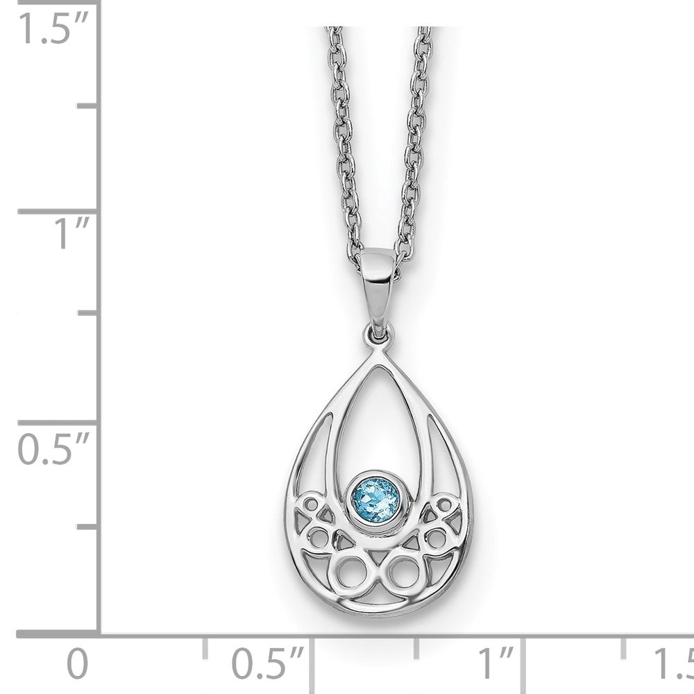 White Ice Sterling Silver Rhodium-plated 18 Inch Blue Topaz Necklace with 2 Inch Extender 18 Inches