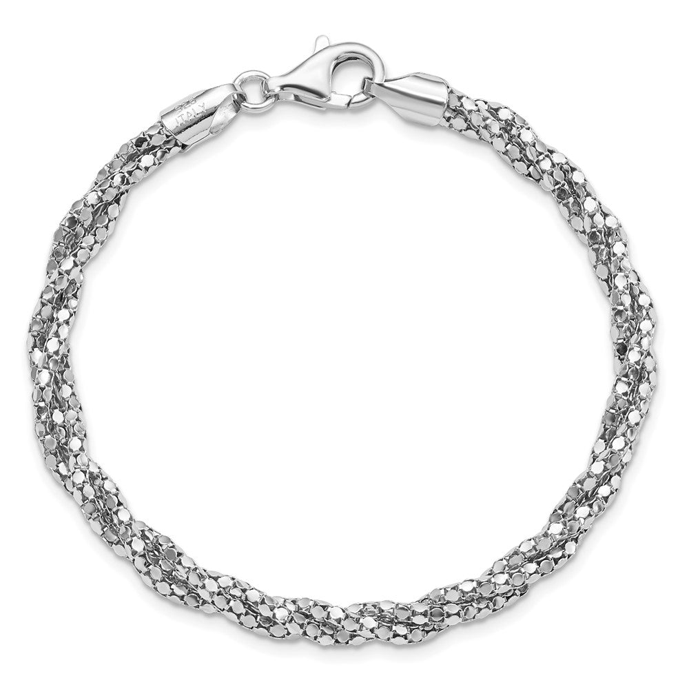 Sterling Silver Polished Mesh Bracelet 7.5  inches