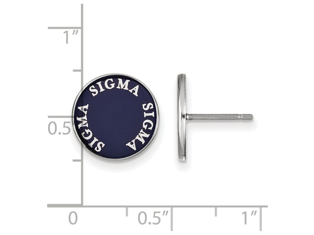 Sterling Silver Official Licensed Greek Sororities Sigma Sigma Sigma (???) Enameled Post Earrings