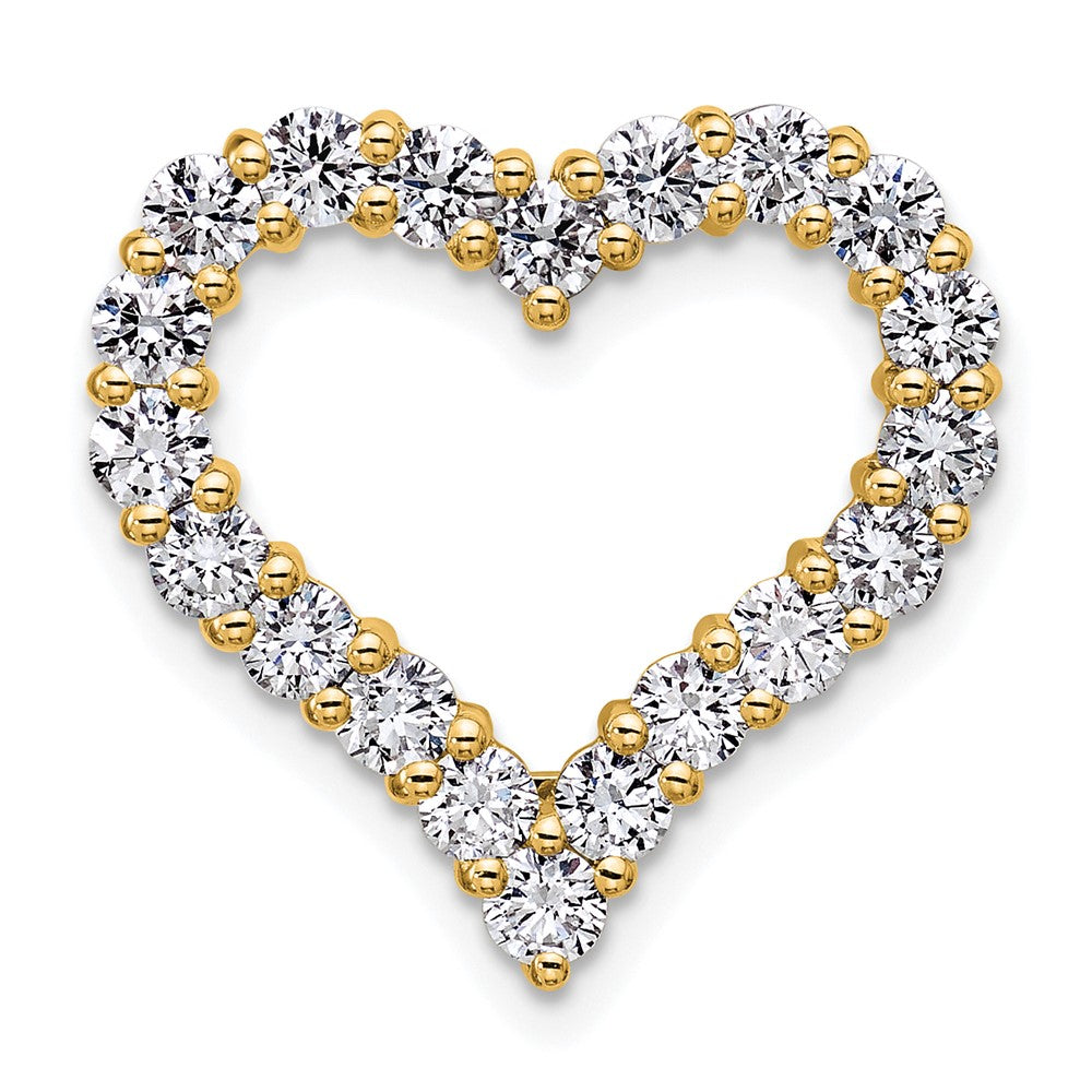 14k 1 1/2 carat Lab Grown Diamond VS/SI+ G+ Heart Chain Slide Pendant