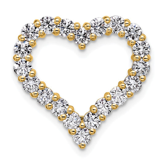 14k 1 1/2 carat Lab Grown Diamond VS/SI+ G+ Heart Chain Slide Pendant