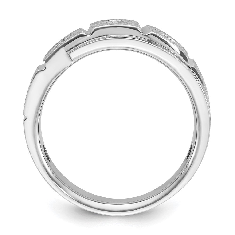 14k White Gold IBGoodman Men's Polished and Satin 1/4 carat Diamond Complete Ring