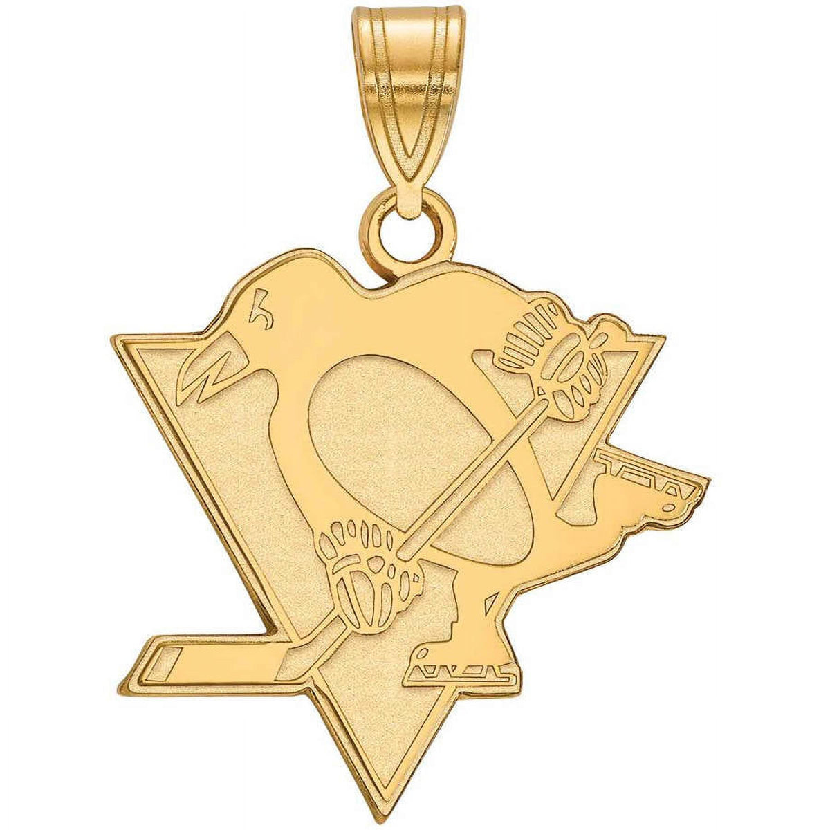 Sterling Silver Gold Plated NHL LogoArt Pittsburgh Penguins Large Pendant
