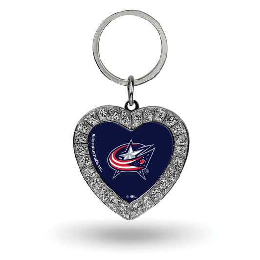 NHL Columbus Blue Jackets Rhinestone Heart Key Ring QGC7970