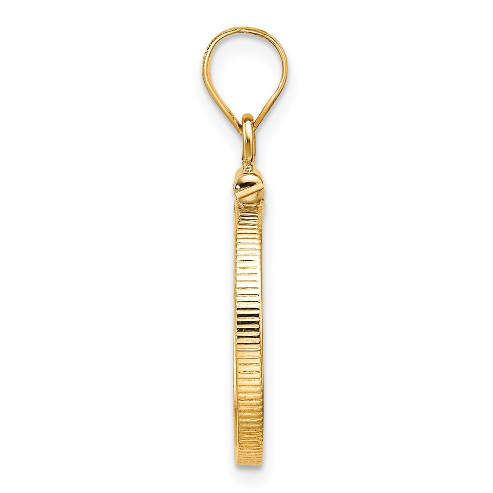 Wideband Distinguished Coin Jewelry 10k Polished 16.5mm x 1.35mm Screw Top Coin Bezel Pendant