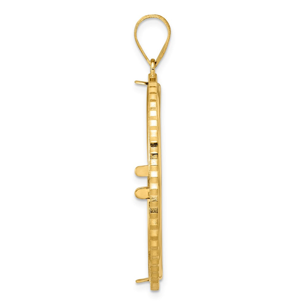 14k Polished Poly Edge with 32.0mm Prong Coin Bezel Pendant