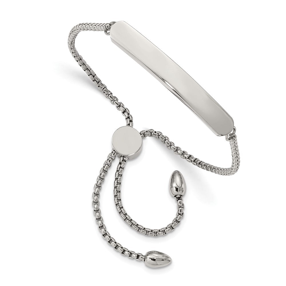 Stainless Steel Polished Adjustable ID Bracelet 8 inches
