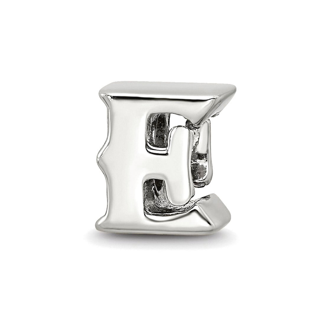 925 Sterling Silver Polished Reflections SimStars Letter Name Personalized Monogram Initial E Bead Charm 7.27x7.27mm Wid