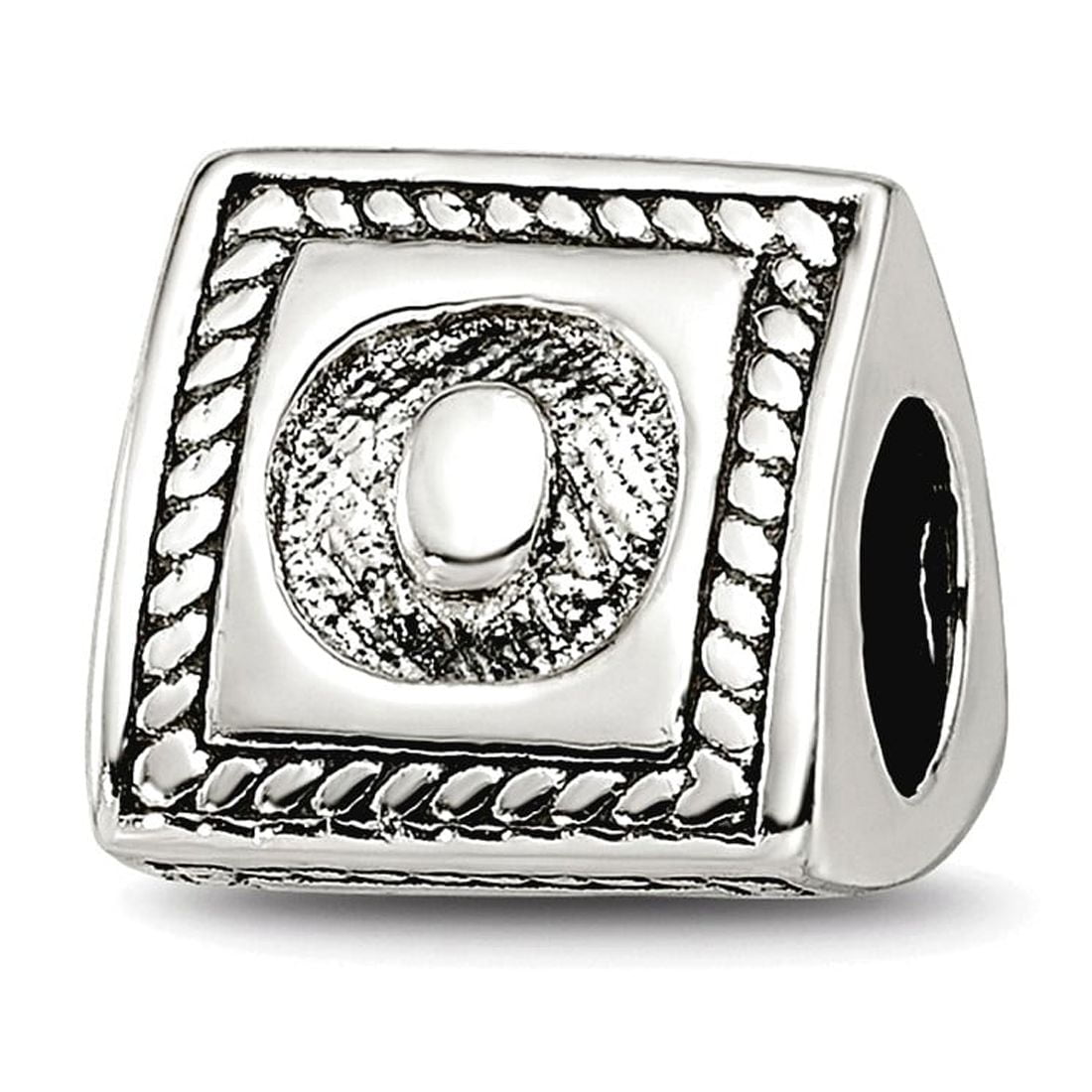 Reflection Beads QRS1429O Sterling Silver Letter O Triangle Block Bead