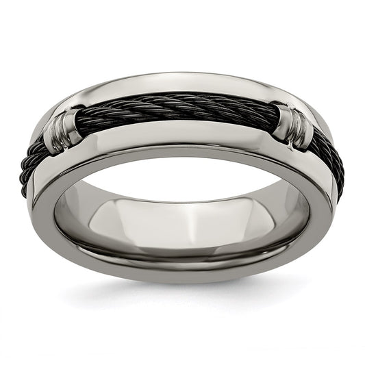 Edward Mirell Titanium & Cable Polished 7mm Band
