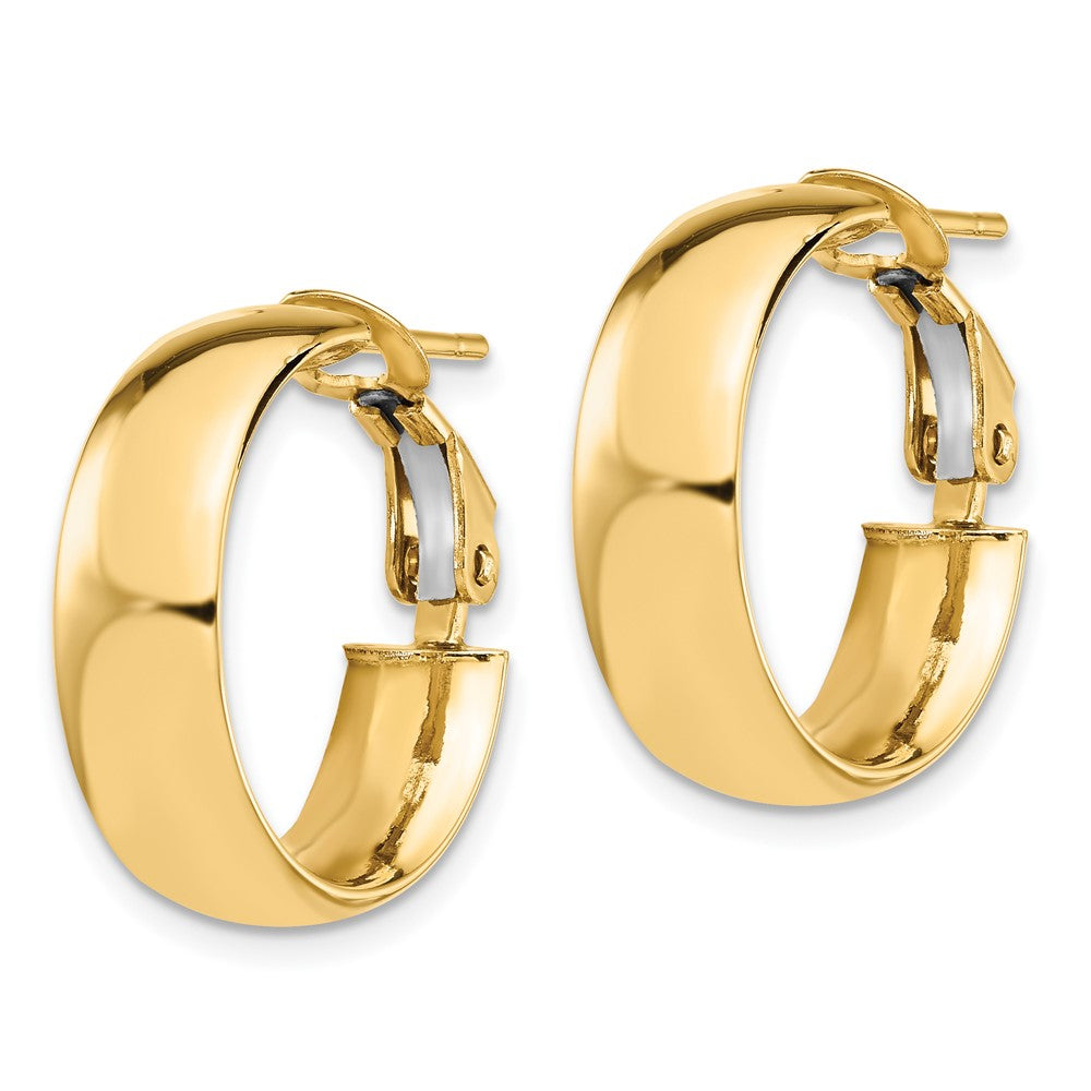 10K Polished Omega Back Hoop Earrings
