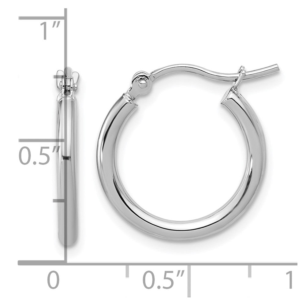 14k White Gold Polished 2x17.5mm Polished Hoop Earrings