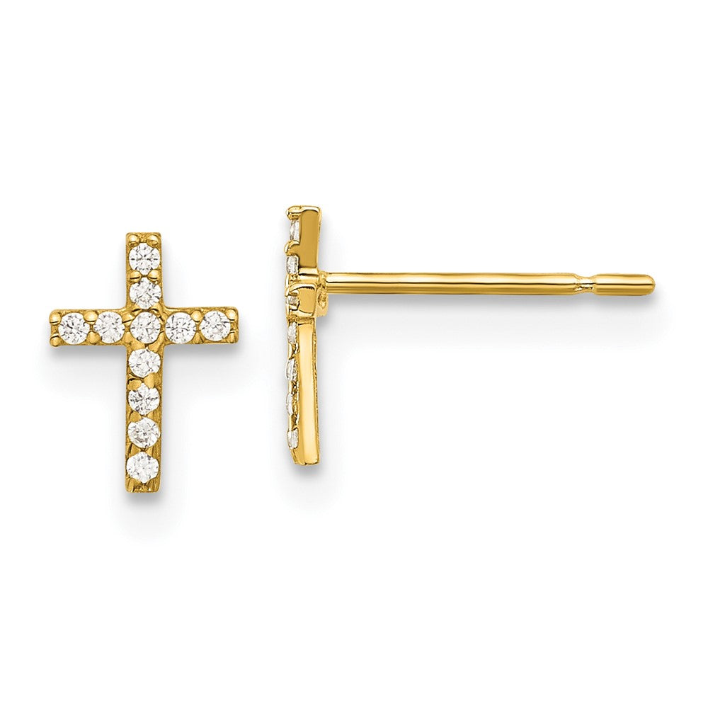 14K Madi K Polished CZ Cross Post Earrings