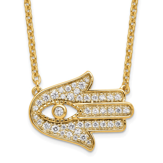 14k 1/4 carat Lab Grown Diamond VS/SI+ G+ Hamsa 18 inch Necklace