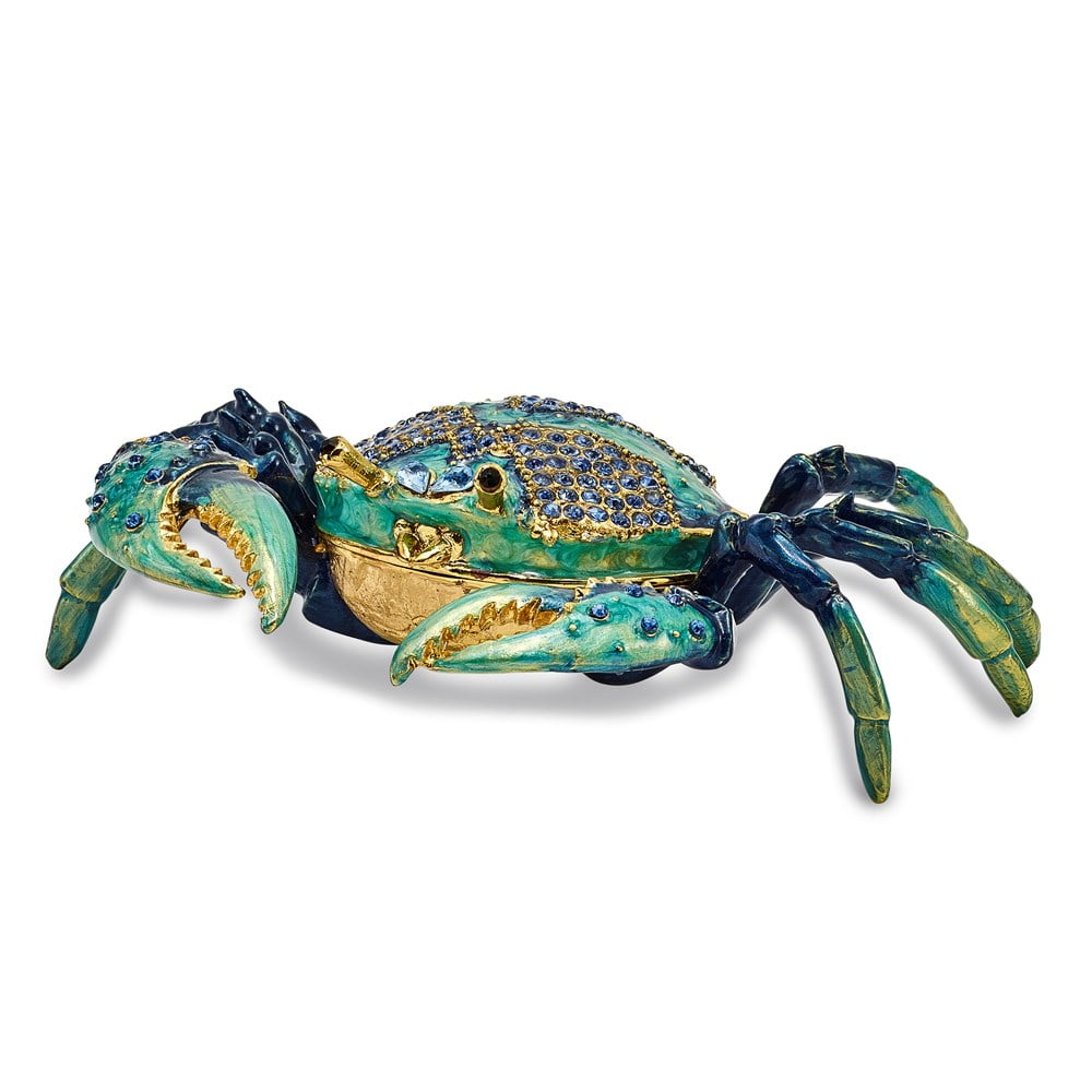 Pewter Enamel Blue Crab Trinket Box