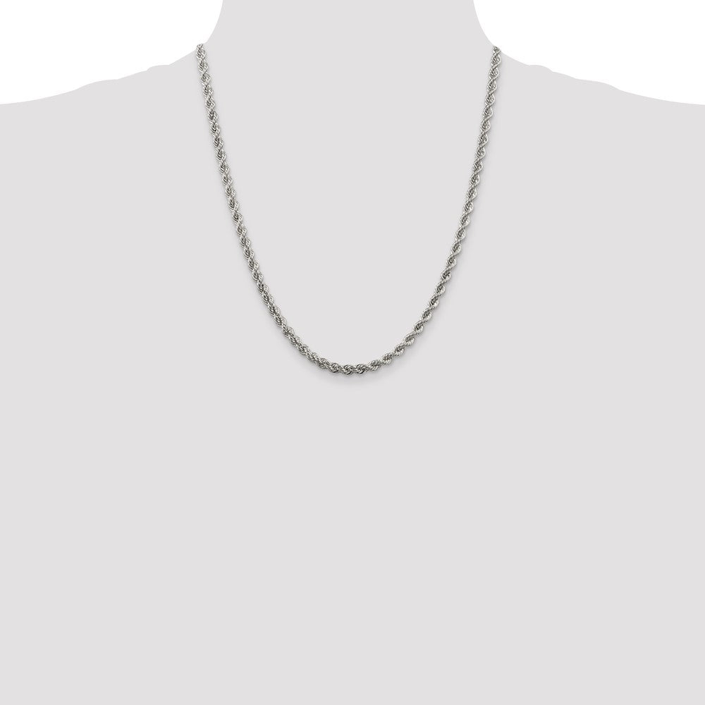Sterling Silver 4.3mm Solid Rope Chain 22 Inches