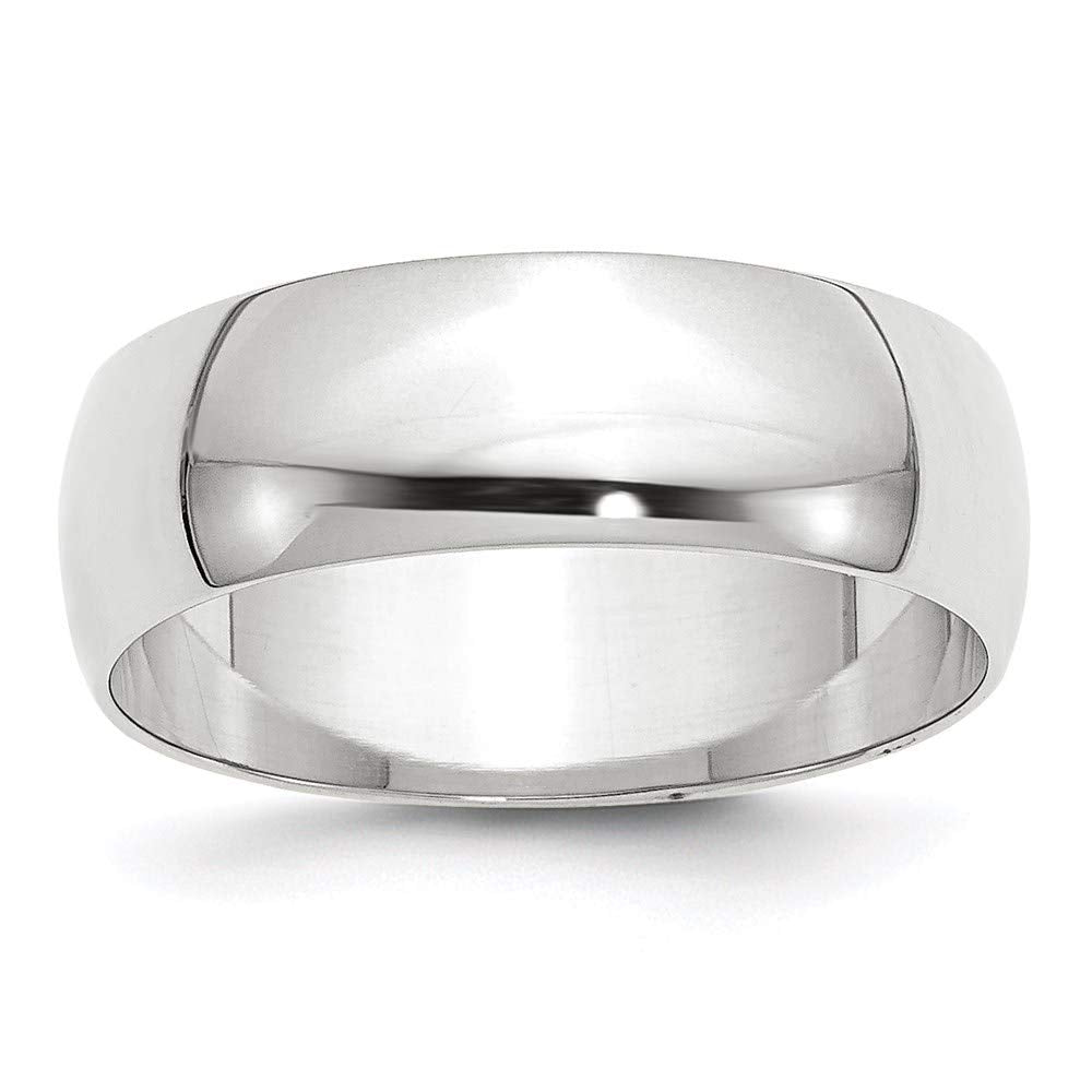 10k White Gold 7mm Lightweight Half Round Wedding Band Size 10.5