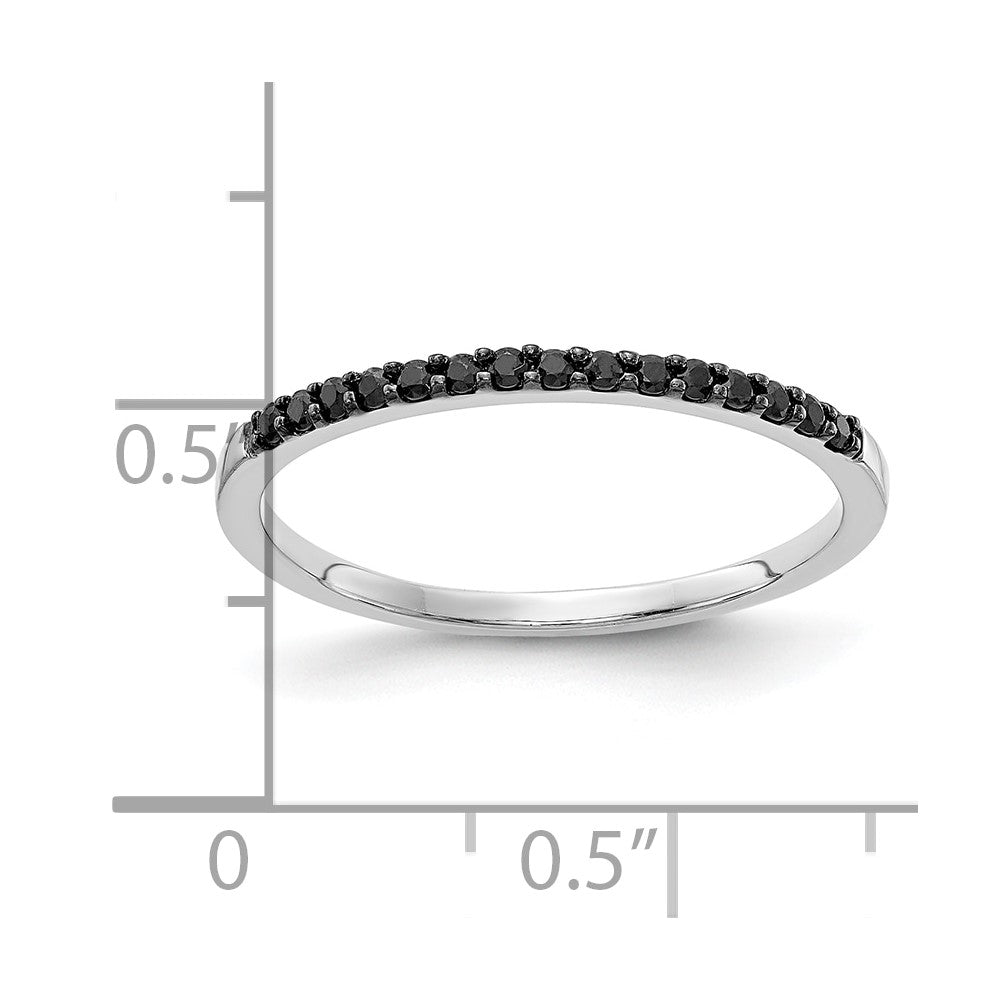 10K White Gold Black Diamond Band Size 6.75
