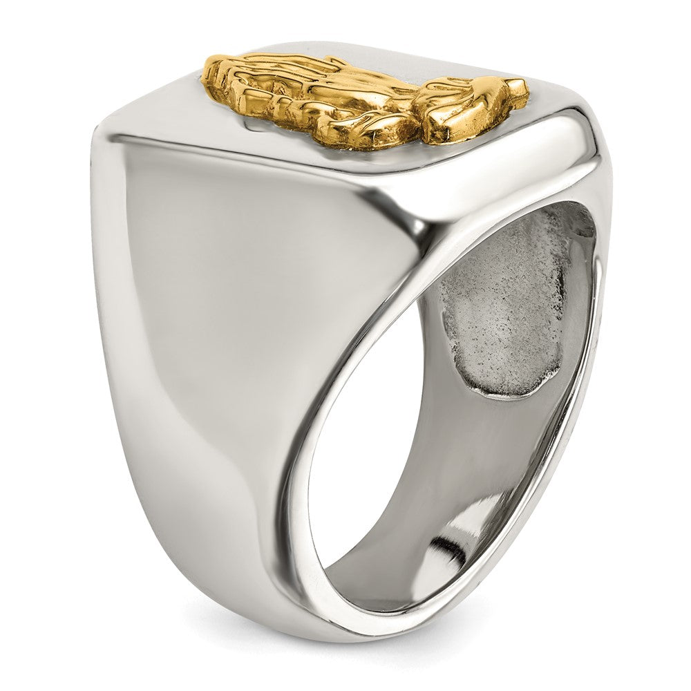 Stainless Steel w/14k Accent Polished Praying Hands Ring Size - 11