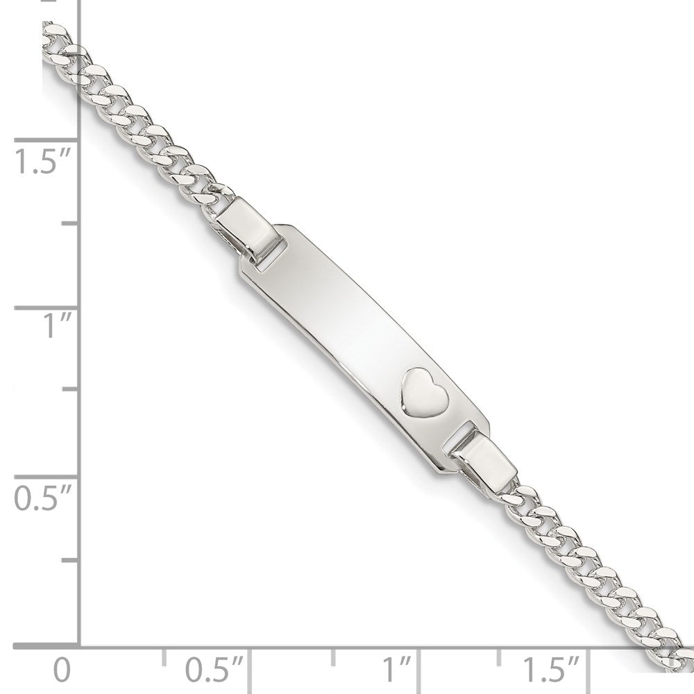 Sterling Silver Baby ID with Heart Bracelet 6 inches