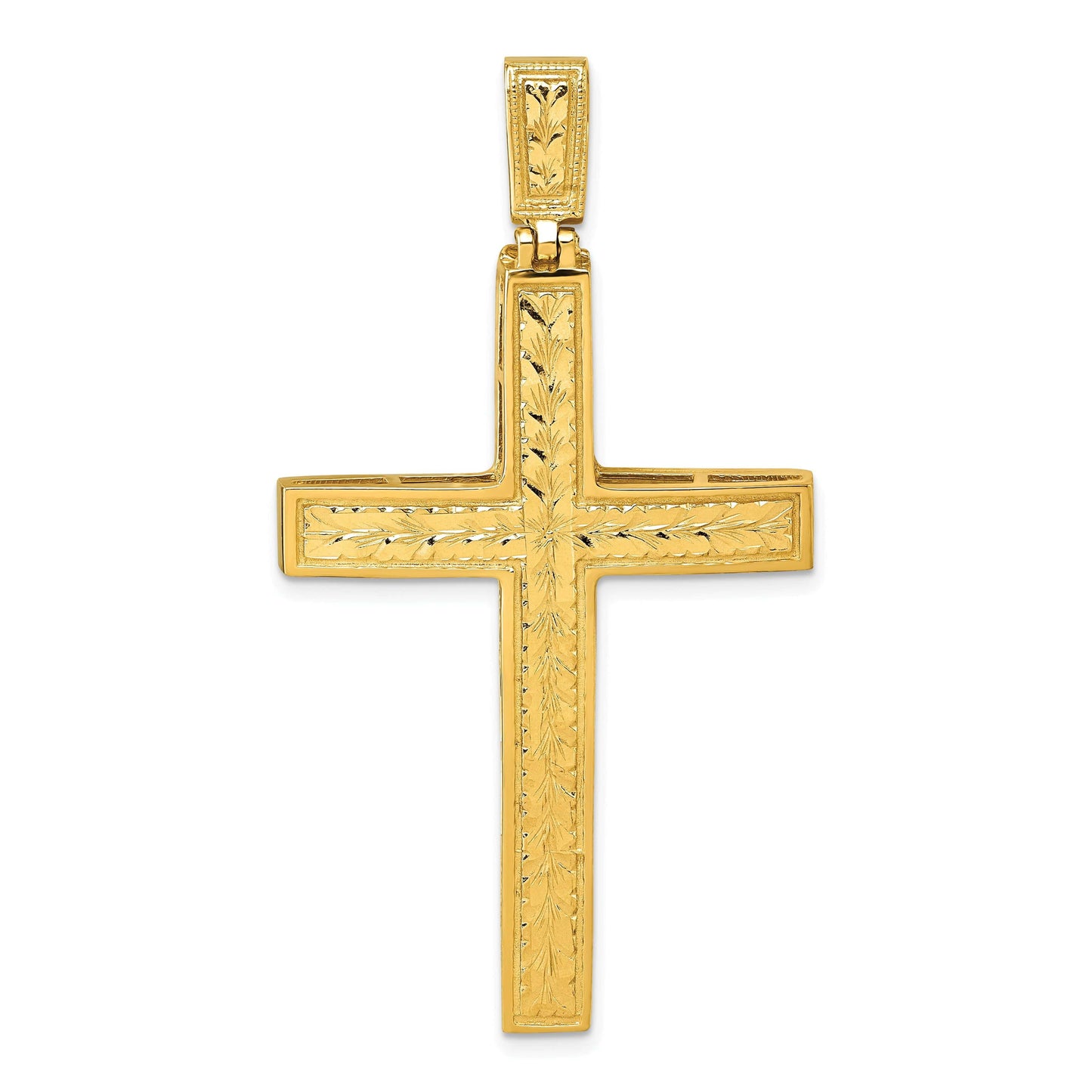 14K Yellow Gold Elegant D.C Fancy Detailed Latin Cross Pendant
