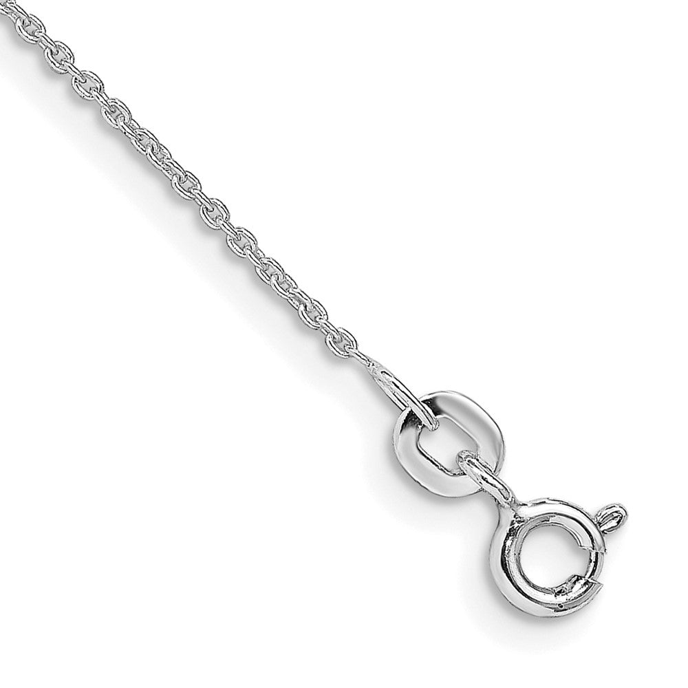 Sterling Silver Rhodium-plated 1mm Cable Chain Anklet 9 inches