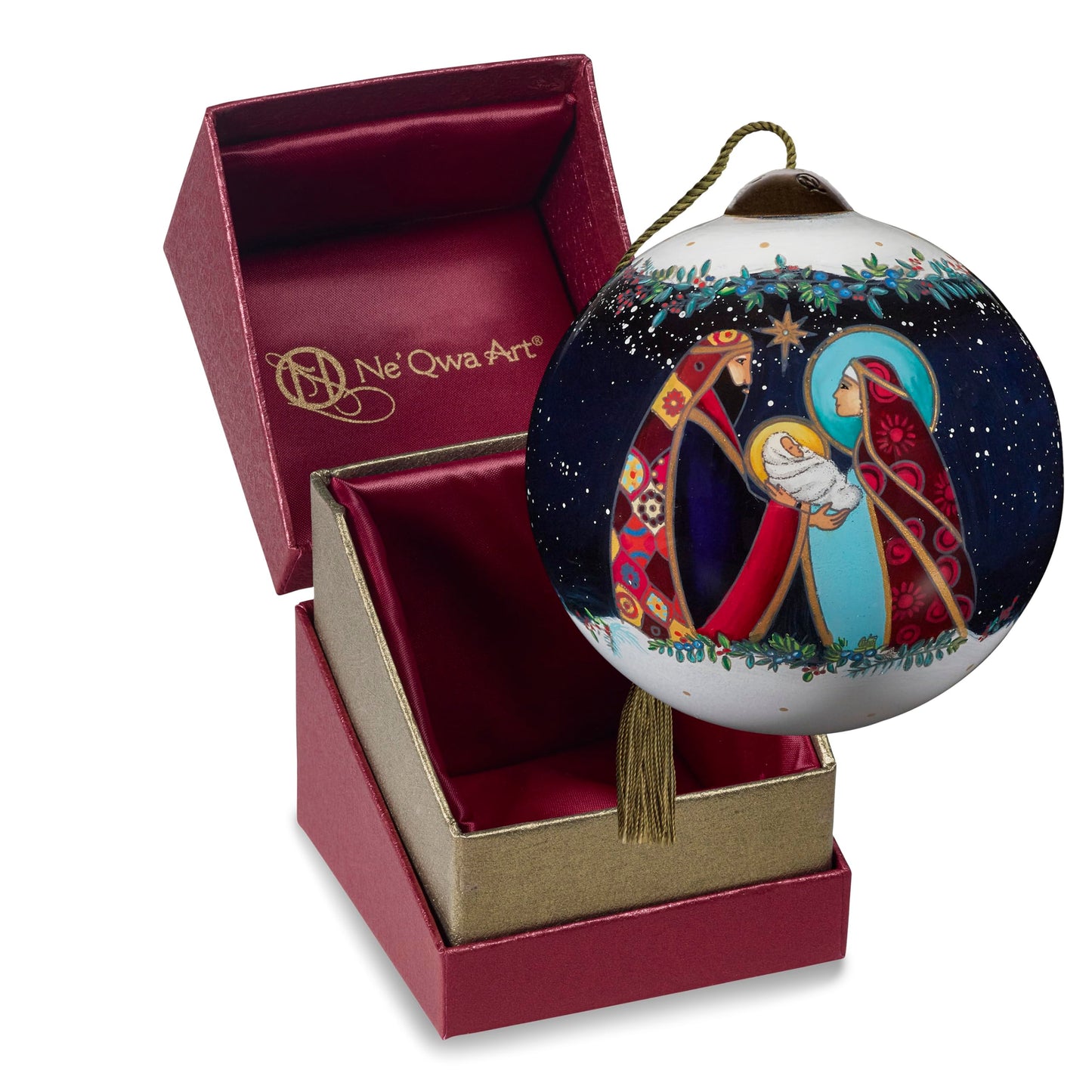 Neqwa Art Let Every Heart Prepare Him Room by ND Art & Design Hand-painted Glass Ornament