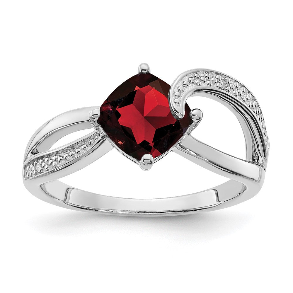 Sterling Silver ANC Garnet & Diamond Ring