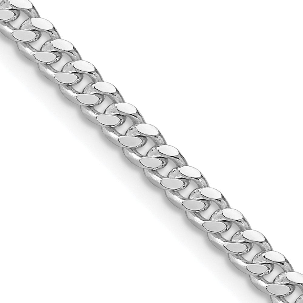 Sterling Silver Rhodium-plated 3.25mm Domed Curb Chain 26 Inches