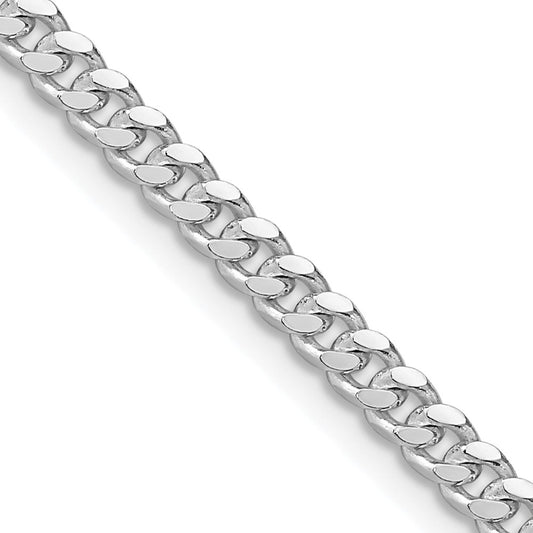 Sterling Silver Rhodium-plated 3.25mm Domed Curb Chain 26 Inches
