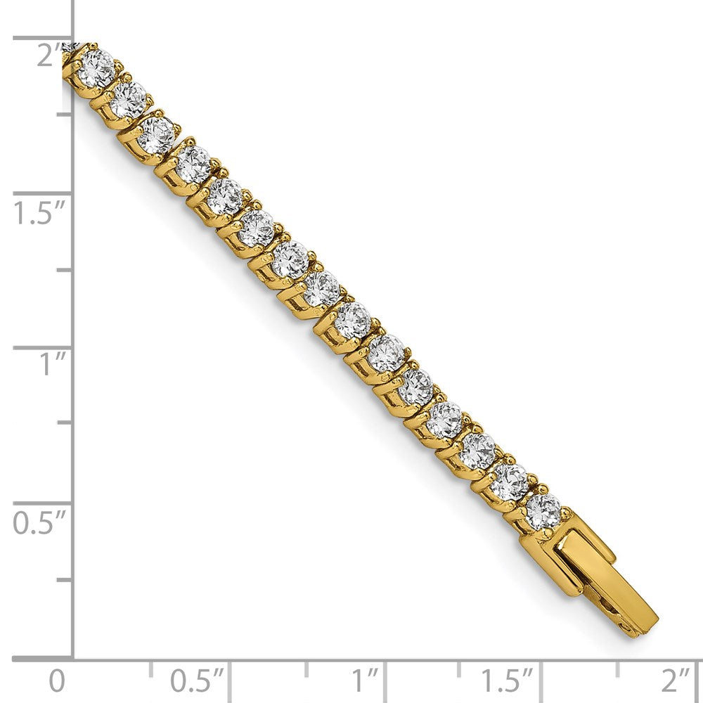Stainless Steel Polished Yellow IP-plated with CZ 7.5in Tennis Bracelet 7.25 inches