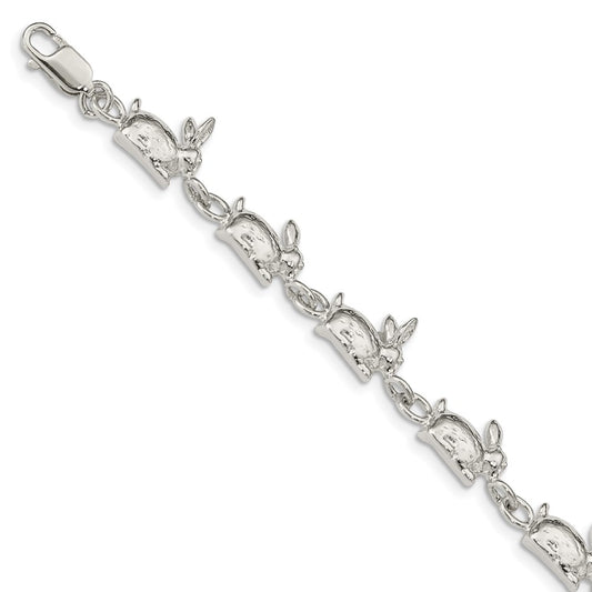 Sterling Silver Rabbits Bracelet 7 inches