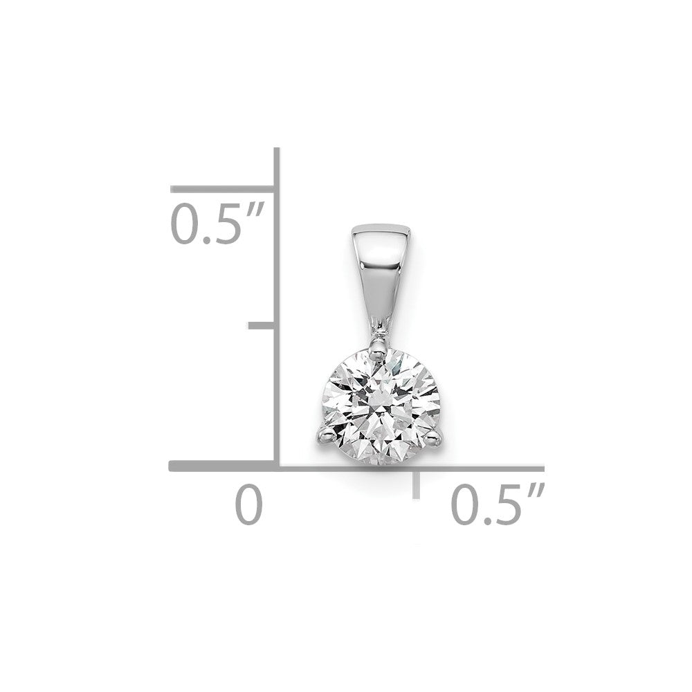14k White Gold 3/4 carat Lab Grown Diamond VS/SI+ G+ Three Prong Solitare Pendant