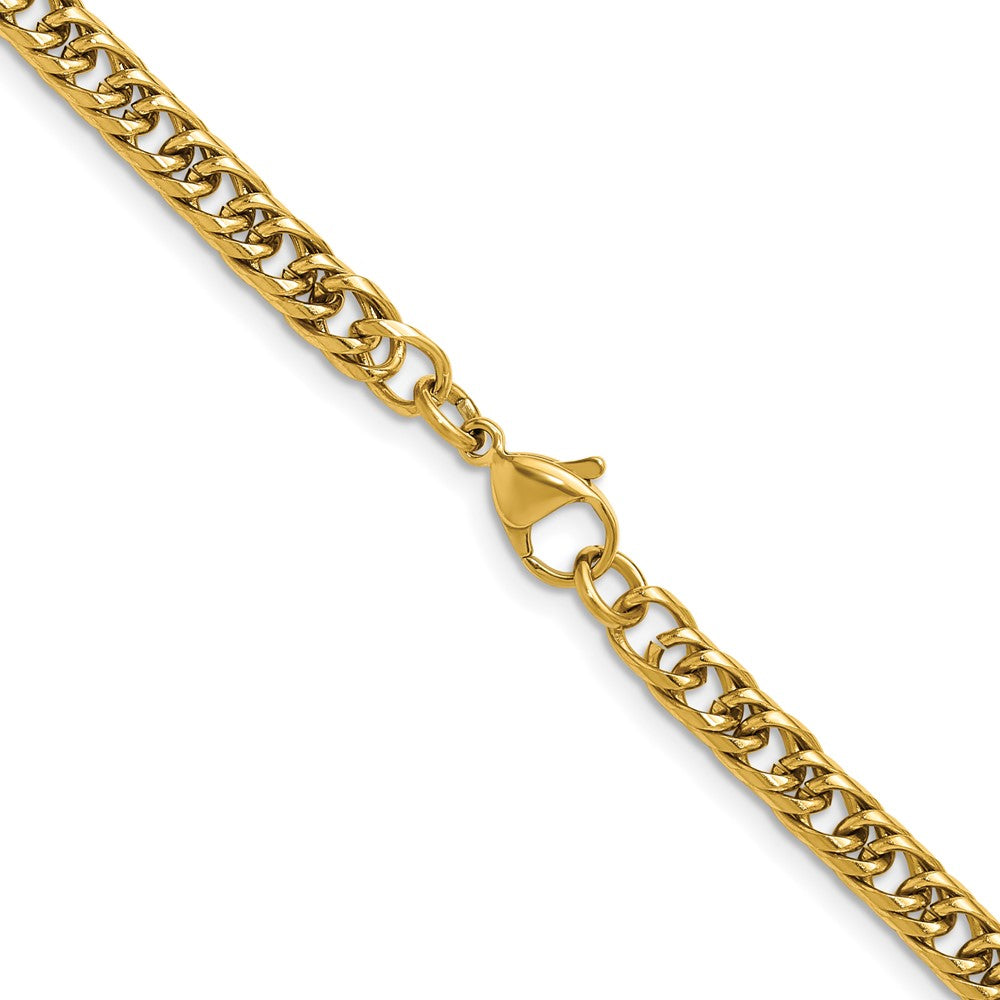 Chisel Stainless Steel Polished Yellow IP-plated 5mm 20 inch Double Curb Chain