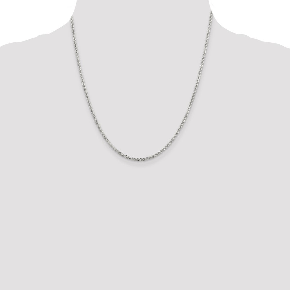 Sterling Silver Rhodium-plated 2.3mm Solid Rope Chain 20 Inches